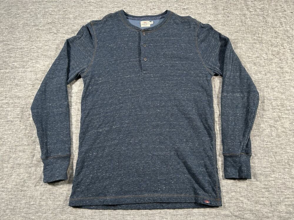 Faherty Henley Shirt Mens Medium Blue Classic Pullover Beach Coastal Casual